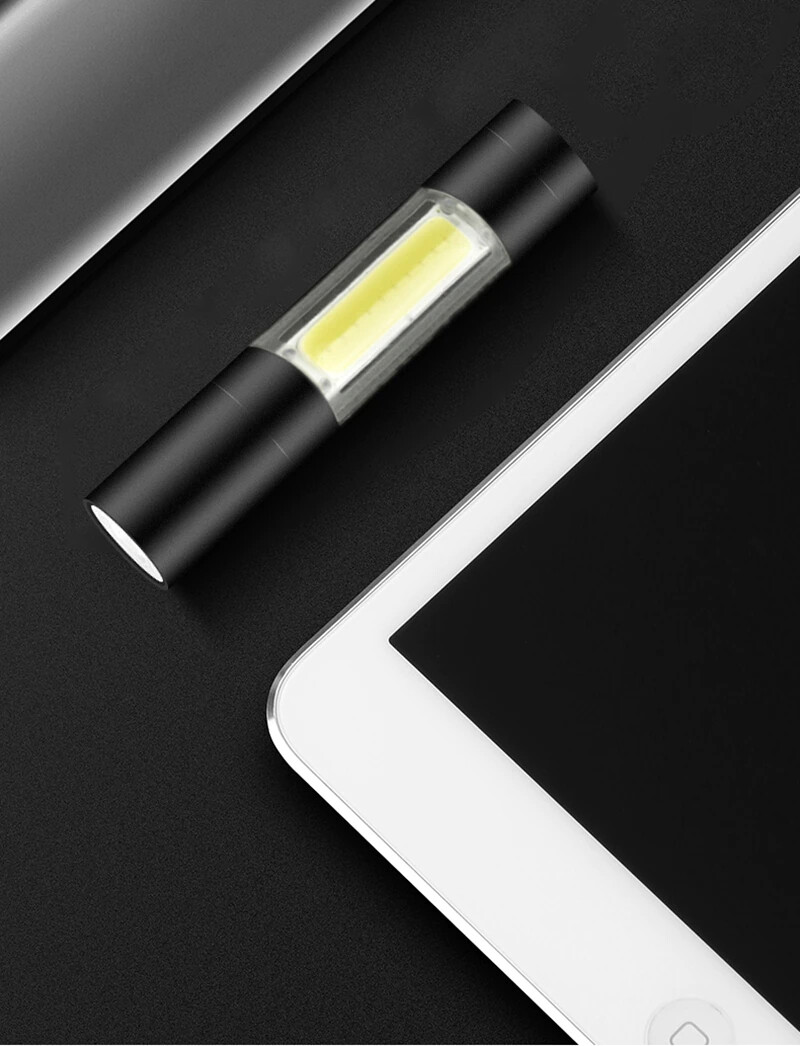 Picture of Rechargeable Flashlights Torch Led Usb Portable Torches 3 Modes Mini Camping Lighting - Charger Light - Black
