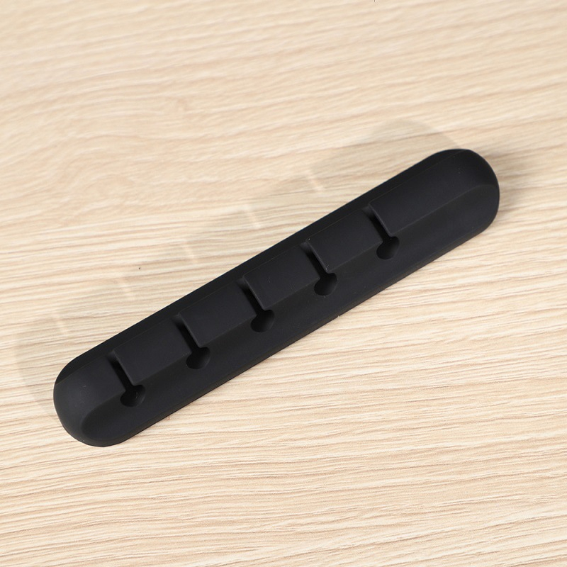 Picture of 5 Holes Cable Organizer Silicone USB Cable Winder Desktop Tidy Management Clip Cable Holder for Mouse Headphone Wire Organizer - Black