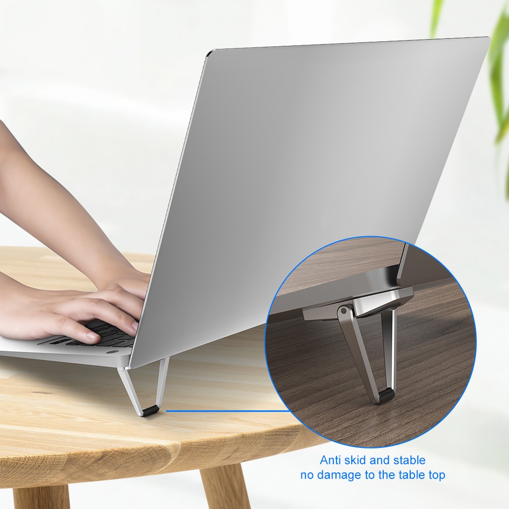 Picture of Metal Foldable Laptop Stand Universal Non-slip Bracket Support for Macbook Pro Air Lenovo Notebook Laptops Mount Holder Feets - Silver