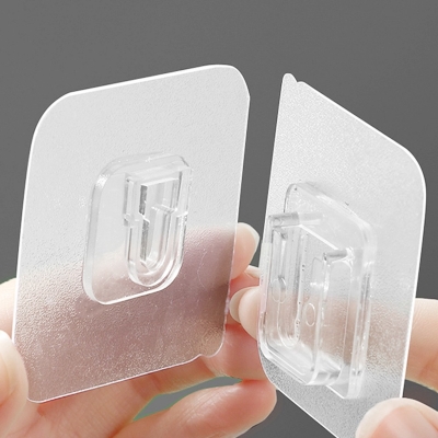 Picture of 5pcs Transparent Wall Hooks Hangers Self Adhesive Door Wall Hangers Hooks Suction Heavy Load Rack For Kitchen Bathroom Accessories - CLEAR
