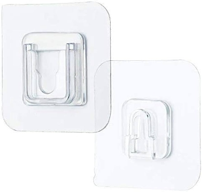 Picture of 5pcs Transparent Wall Hooks Hangers Self Adhesive Door Wall Hangers Hooks Suction Heavy Load Rack For Kitchen Bathroom Accessories - CLEAR