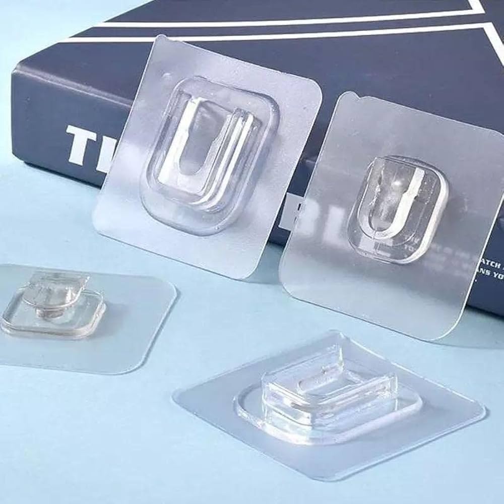 Picture of 5pcs Transparent Wall Hooks Hangers Self Adhesive Door Wall Hangers Hooks Suction Heavy Load Rack For Kitchen Bathroom Accessories - CLEAR