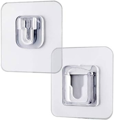 Picture of 5pcs Transparent Wall Hooks Hangers Self Adhesive Door Wall Hangers Hooks Suction Heavy Load Rack For Kitchen Bathroom Accessories - CLEAR