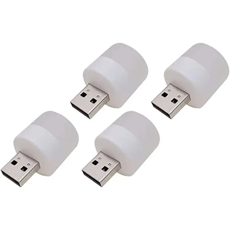 Picture of 3Pcs Wall Socket Plug-in LED Night Light USB Ultra-Small LED Lamps With 3000K Warm Light LED Lamps For Bathroom Car Kitchen Hallway - White
