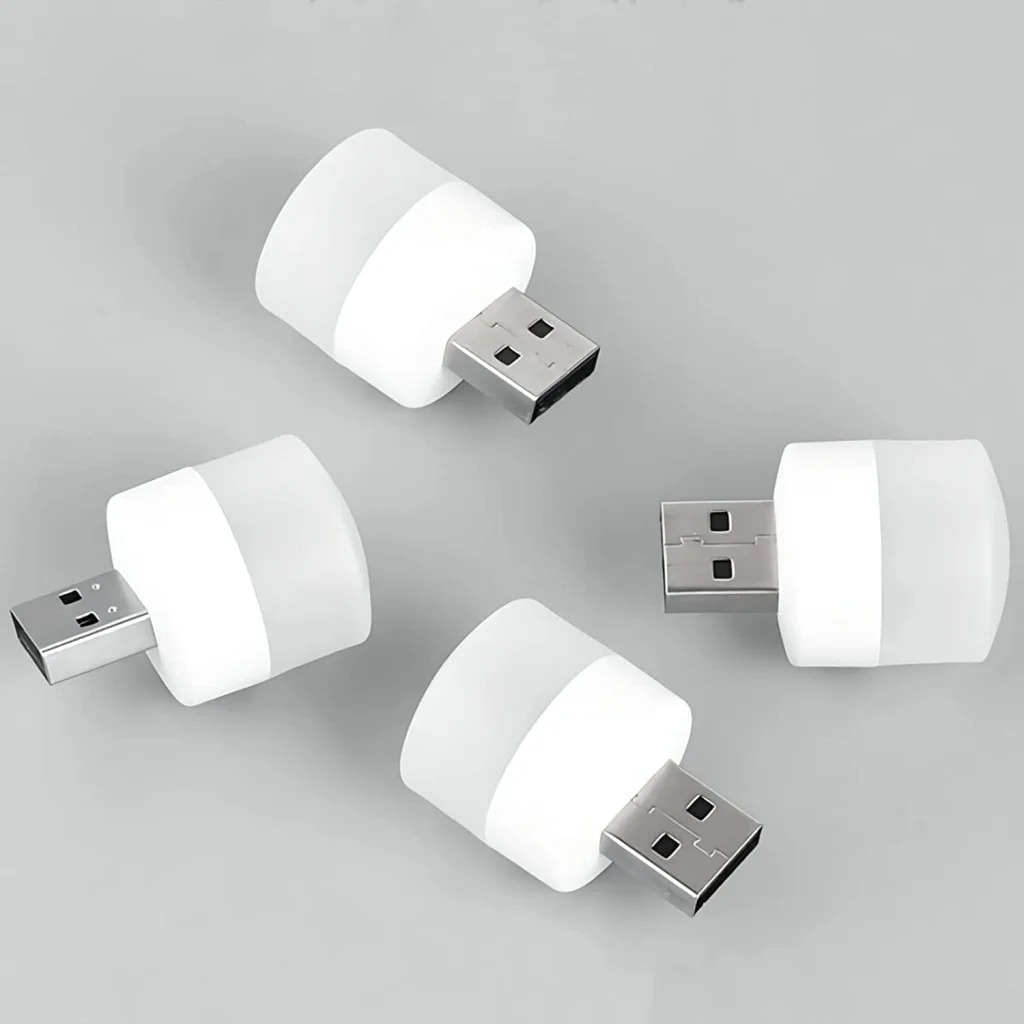 Picture of 3Pcs Wall Socket Plug-in LED Night Light USB Ultra-Small LED Lamps With 3000K Warm Light LED Lamps For Bathroom Car Kitchen Hallway - White
