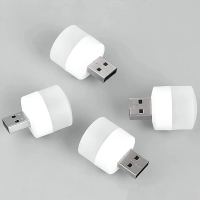 Picture of 3Pcs Wall Socket Plug-in LED Night Light USB Ultra-Small LED Lamps With 3000K Warm Light LED Lamps For Bathroom Car Kitchen Hallway - White