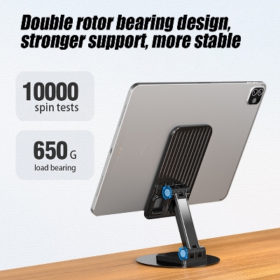 Picture of Desktop Universal Portable Aluminum Alloy Adjustable Phone Holder for Smartphones Office Work Home Tablet - Black