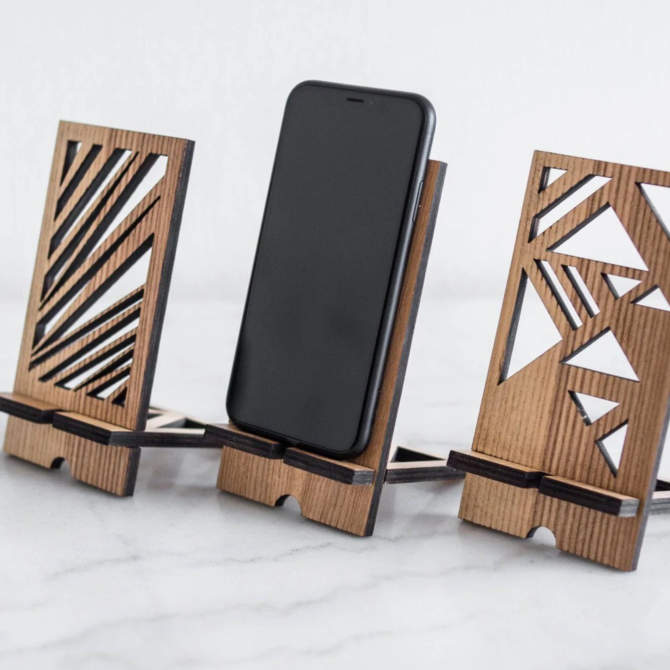 Picture of 1PCS New Wooden Phone Holder Stand Mobile Smartphone Support Tablet Stand-Multi design - Brown