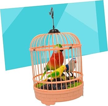 Picture of Mini Decor Simulated Bird Cage Toy Children Birdcage Simulation Voice-controlled Puzzle Kids Electric - Multicolor