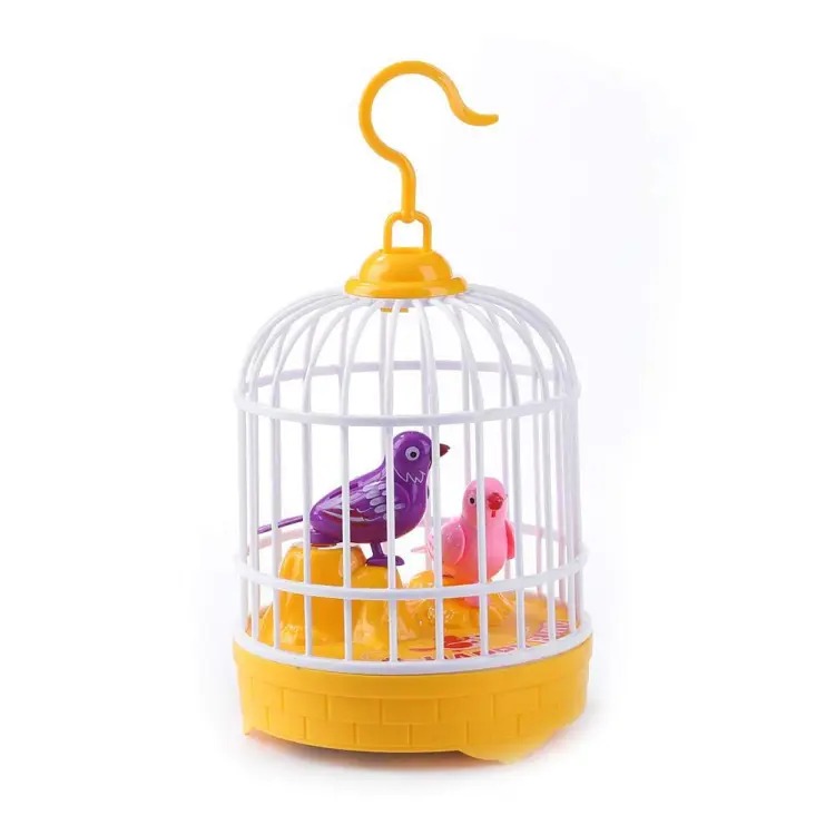 Picture of Mini Decor Simulated Bird Cage Toy Children Birdcage Simulation Voice-controlled Puzzle Kids Electric - Multicolor