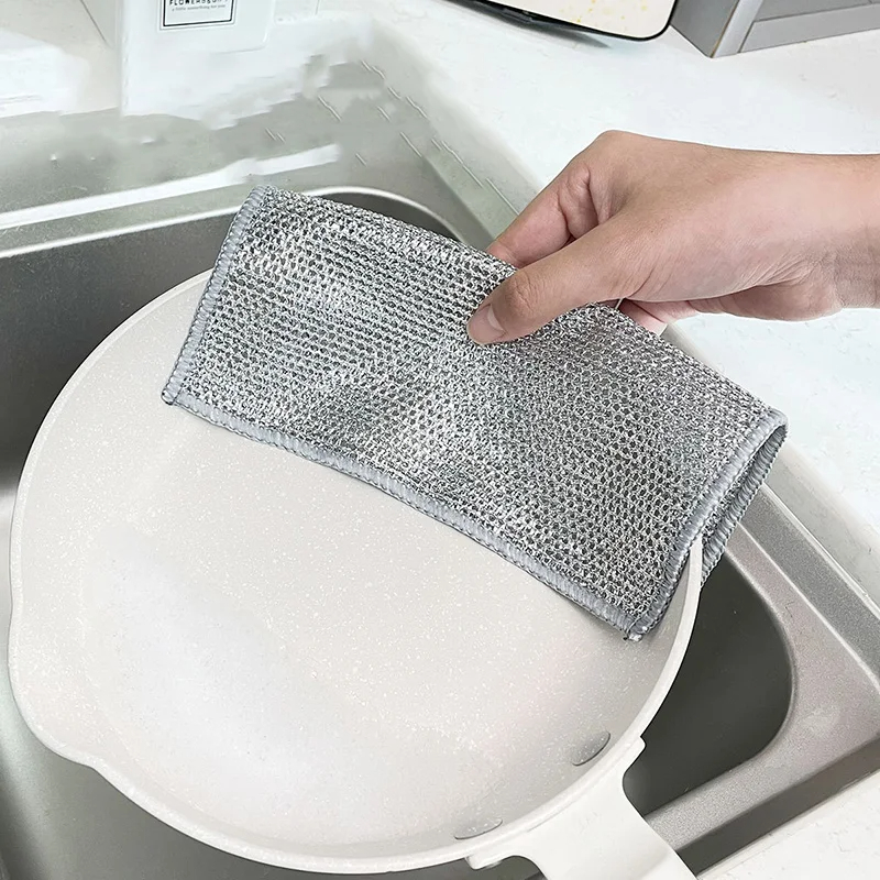 Picture of 3/5/10Pcs Magic Cleaning Cloth Kitchen Dishwashing Towel Metal Steel Wire Cleaning Rag For Dish Pot Cleaning Tools-The Asia Express-Dish Cloth & Towels