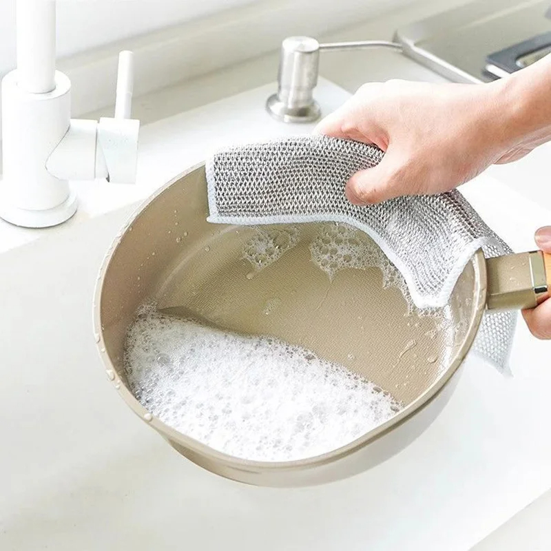 Picture of 3/5/10Pcs Magic Cleaning Cloth Kitchen Dishwashing Towel Metal Steel Wire Cleaning Rag For Dish Pot Cleaning Tools-The Asia Express-Dish Cloth & Towels