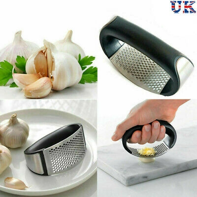 Picture of Garlic Press Rocker Garlic Peeler Set Stainless Steel Garlic Crusher Squeezer Slicer Mincer Chopper Kitchen Gadgets With Handle - Black