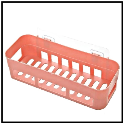 Picture of Home Adhesive Shower Shelf Kitchen Seasoning Shelf Bathroom Organizer Basket Adhesive Soap Dish Wall Mount Bathroom Organizer Storage Basket No Punching Storage Rack-Asia express - Multicolor