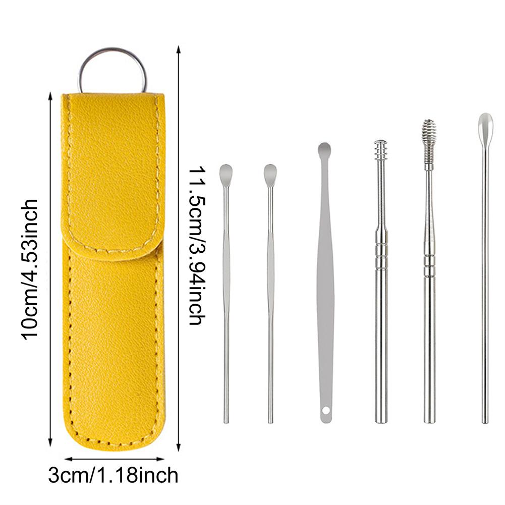 Picture of 6 Pcs/Set Ear Cleaner Wax Vac Removal Stainless Steel Ear Wax Pickers Ear Cleaning Tool Spoon Earwax Remover Beauty Health Earpick - Silver
