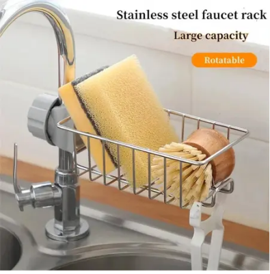 Picture of Faucet Rack Stainless Steel Kitchen Sink Caddy Storage Rack - Keep Your Sink Area Neat And Tidy - Silver