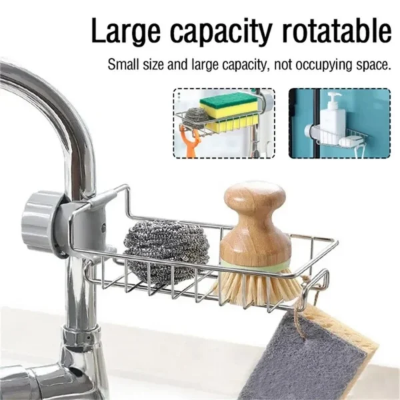 Picture of Faucet Rack Stainless Steel Kitchen Sink Caddy Storage Rack - Keep Your Sink Area Neat And Tidy - Silver