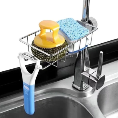 Picture of Faucet Rack Stainless Steel Kitchen Sink Caddy Storage Rack - Keep Your Sink Area Neat And Tidy - Silver