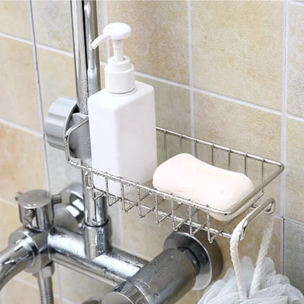 Picture of Faucet Rack Stainless Steel Kitchen Sink Caddy Storage Rack - Keep Your Sink Area Neat And Tidy - Silver