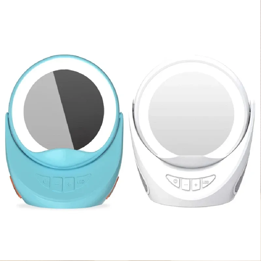 Picture of Music Player Hand-Free Phone Taik with Makeup Mirror 3 Modes Adjustable Cellphone Holder Wireless Charging-White-Asia Express - Multicolor