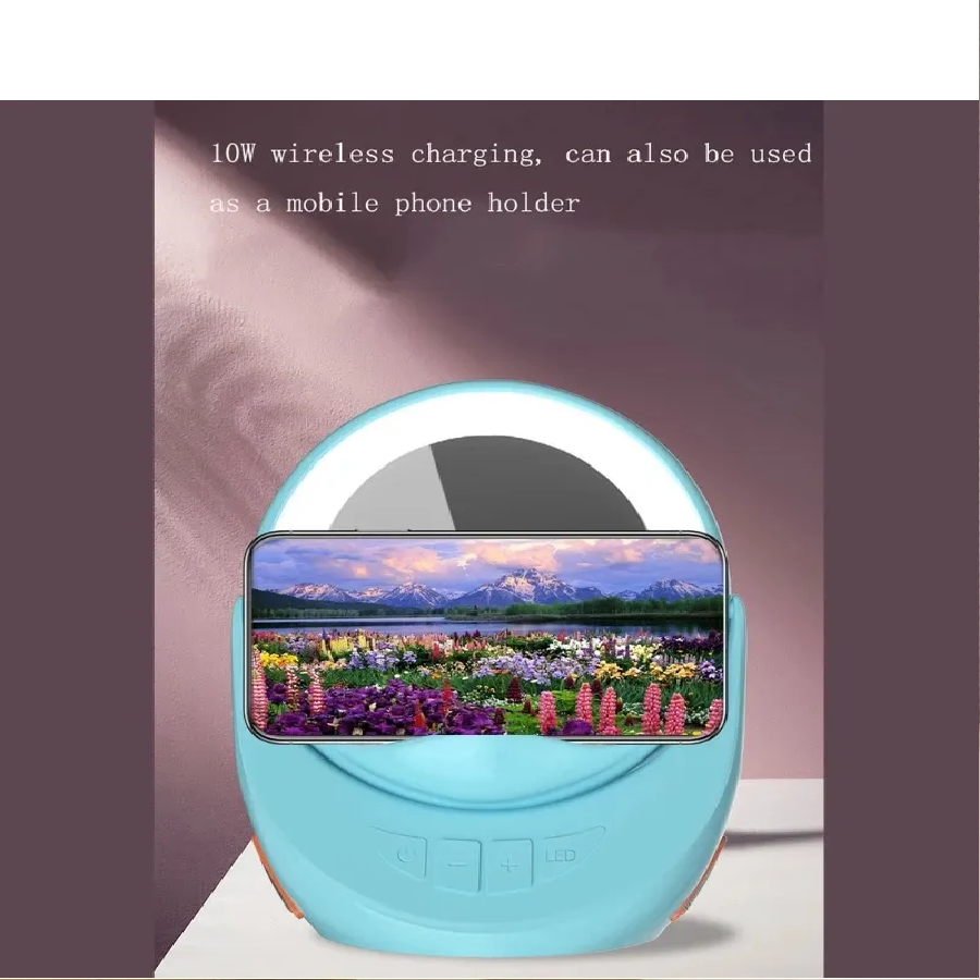 Picture of Music Player Hand-Free Phone Taik with Makeup Mirror 3 Modes Adjustable Cellphone Holder Wireless Charging-White-Asia Express - Multicolor