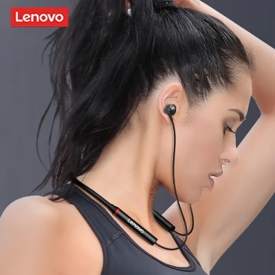 Picture of Lenovo HE05 earphones Magnetic Earbuds Bluetooth Headphones Sports Neckband Headset With Noise Cancelling mic-asia express - Black