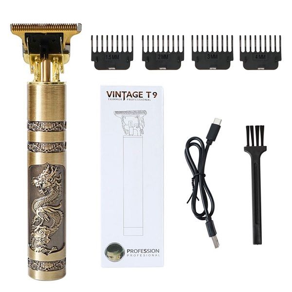 Picture of T9 Electric Hair Clipper Trimmer Hairdresser Aluminum Alloy Oil Shaving Head Electric Pusher Carving USB Hair Cutting Machine - Trimmer - Gold