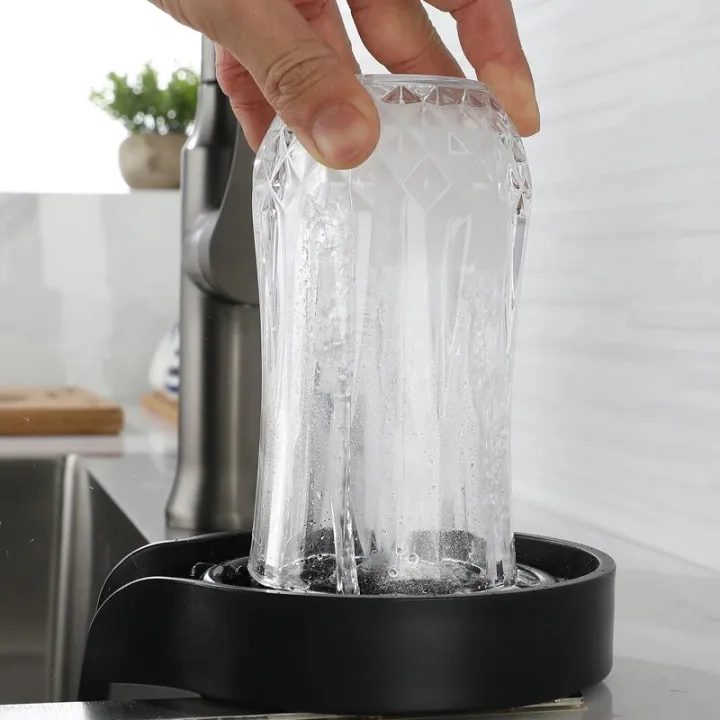 Picture of Automatic High Pressure Glass Cup Washer Kitchen Sink Rinser Machine Household Bar Beer Milk Bottle Tea Cup Cleaning Tool - Black