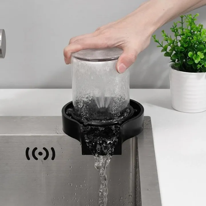 Picture of Automatic High Pressure Glass Cup Washer Kitchen Sink Rinser Machine Household Bar Beer Milk Bottle Tea Cup Cleaning Tool - Black