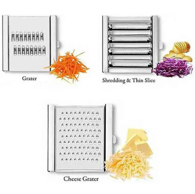 Picture of Multi-purpose Slicer Cuts Stainless Steel Grater Peeler Set Cheese Grater Cabbage Shredder Kitchen Tool For Kitchen - Silver