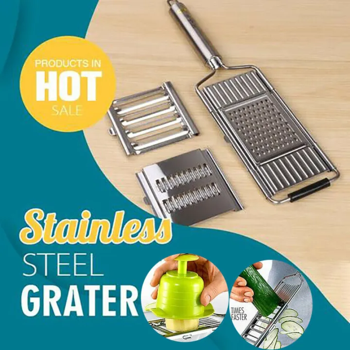 Picture of Multi-purpose Slicer Cuts Stainless Steel Grater Peeler Set Cheese Grater Cabbage Shredder Kitchen Tool For Kitchen - Silver