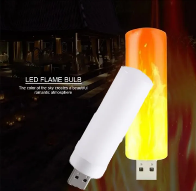 Picture of LED USB Atmosphere Light Flame Flashing Candle Lights Book Lamp for Power Bank Camping Lighting Cigarette Lighter Effect Light-Asia Express - Multicolor