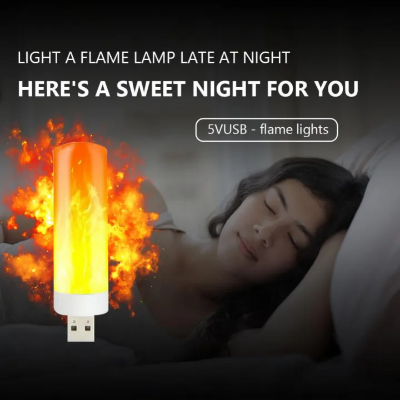 Picture of LED USB Atmosphere Light Flame Flashing Candle Lights Book Lamp for Power Bank Camping Lighting Cigarette Lighter Effect Light-Asia Express - Multicolor