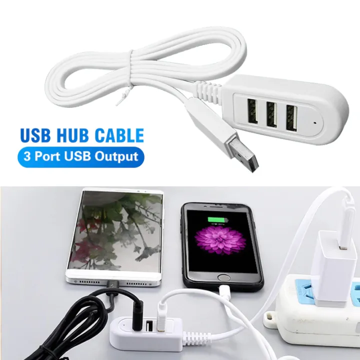 Picture of 3 Port USB Hub Extend Cable 1.2m USB 2.0 Splitter Wire Data Transfer Device Charging USB Adapter Laptop PC Computer USB Extender - Multicolor