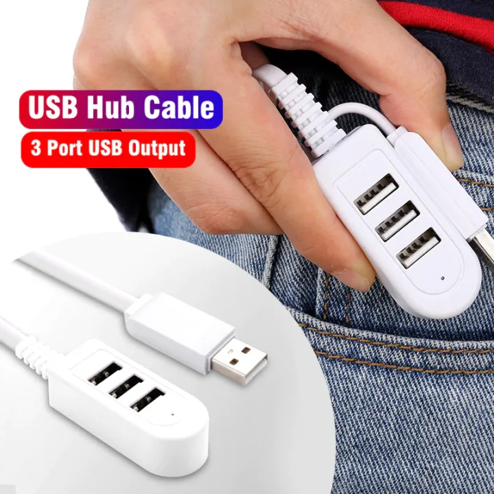 Picture of 3 Port USB Hub Extend Cable 1.2m USB 2.0 Splitter Wire Data Transfer Device Charging USB Adapter Laptop PC Computer USB Extender - Multicolor