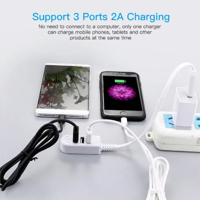 Picture of 3 Port USB Hub Extend Cable 1.2m USB 2.0 Splitter Wire Data Transfer Device Charging USB Adapter Laptop PC Computer USB Extender - Multicolor