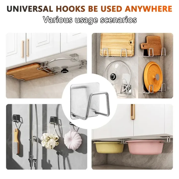 Picture of 1/2/4pcs Kitchen Sponges Holder Stainless Steel Sink Sponges Drain Self Adhesive Storage Holder Wall Hooks Kitchen Tool
