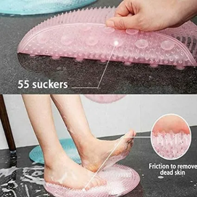 Picture of Bathroom Non-Slip Silicone Pad Household Bath Foot Pad Multifunctional Massage Mat Bath Back Massage Pad Cleaning Supplies Brush - Multicolor