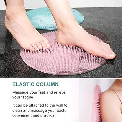 Picture of Bathroom Non-Slip Silicone Pad Household Bath Foot Pad Multifunctional Massage Mat Bath Back Massage Pad Cleaning Supplies Brush - Multicolor
