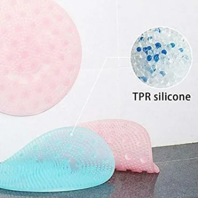 Picture of Bathroom Non-Slip Silicone Pad Household Bath Foot Pad Multifunctional Massage Mat Bath Back Massage Pad Cleaning Supplies Brush - Multicolor