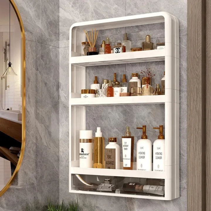 Picture of 4 Layer Kitchen , Bathroom ,Wall Mounted Shelf Multifunctional Toiletries Storage Rack. Kitchen Seasoning Bottle Storage Rack. Cosmetics Organizer-The asia express - Black