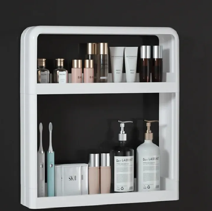 Picture of 4 Layer Kitchen , Bathroom ,Wall Mounted Shelf Multifunctional Toiletries Storage Rack. Kitchen Seasoning Bottle Storage Rack. Cosmetics Organizer-The asia express - Black