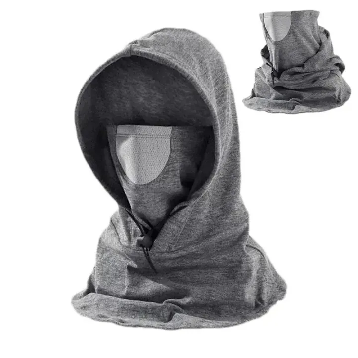 Picture of Windproof Cycling Face Cover With Hat For Winter Bike Hooded Mask With Neck Warmer - Multicolor, Grey