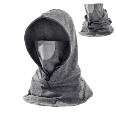 Picture of Windproof Cycling Face Cover With Hat For Winter Bike Hooded Mask With Neck Warmer - Multicolor, Grey