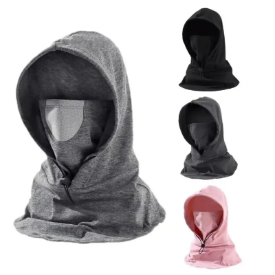 Picture of Windproof Cycling Face Cover With Hat For Winter Bike Hooded Mask With Neck Warmer - Multicolor, Grey
