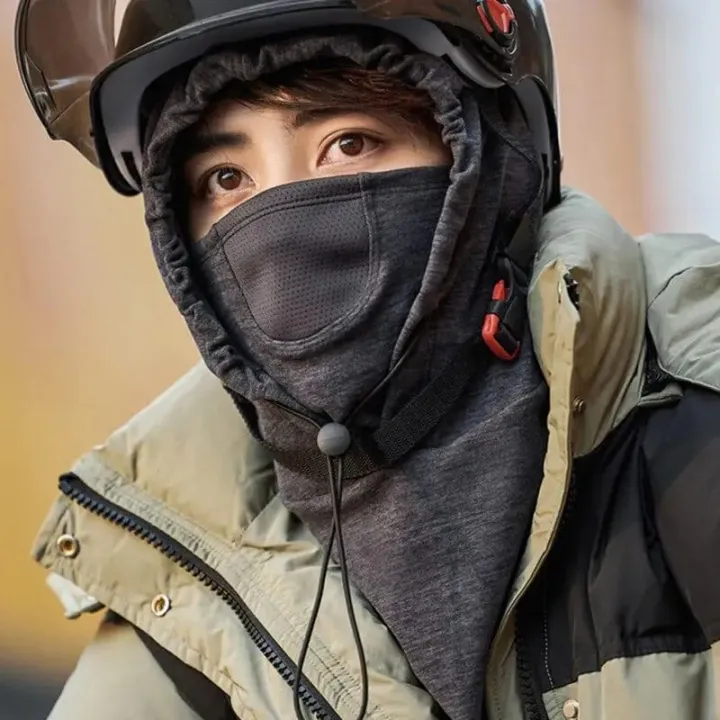 Picture of Windproof Cycling Face Cover With Hat For Winter Bike Hooded Mask With Neck Warmer - Multicolor, Grey