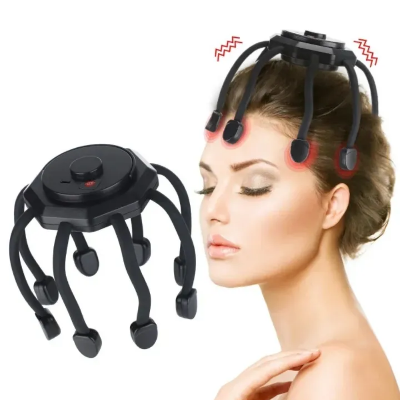 Picture of Electric Head Massager Octopus Massager 20 Contracts 5 Modes Scalp Massager 2 Extra Long Contract Red Light Therapy Device - Black