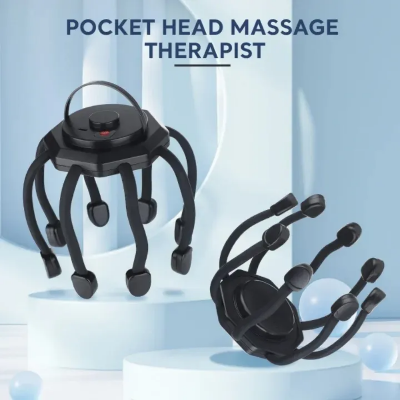 Picture of Electric Head Massager Octopus Massager 20 Contracts 5 Modes Scalp Massager 2 Extra Long Contract Red Light Therapy Device - Black
