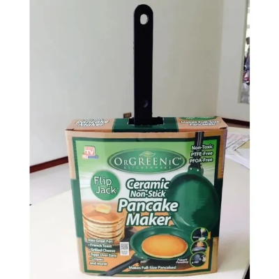 Picture of Double Sided Frying Pan Green Nonstick Stir Frying Pan with Ceramic Coating Pancake Maker Cake Maker Home Kitchen Cookware-The Asia Express - Green
