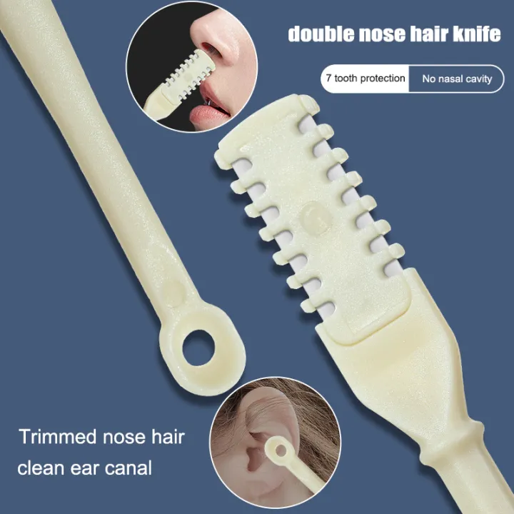 Picture of 360 Degree Rotating Double Head Nose Hair Trimmer Earpick Nose Hair Removal Trimming Portable Nose Ear Hair Trimmer Tool-The Asia Express - White